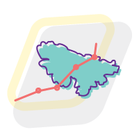 Icono de mapa de Bogotá con ruta