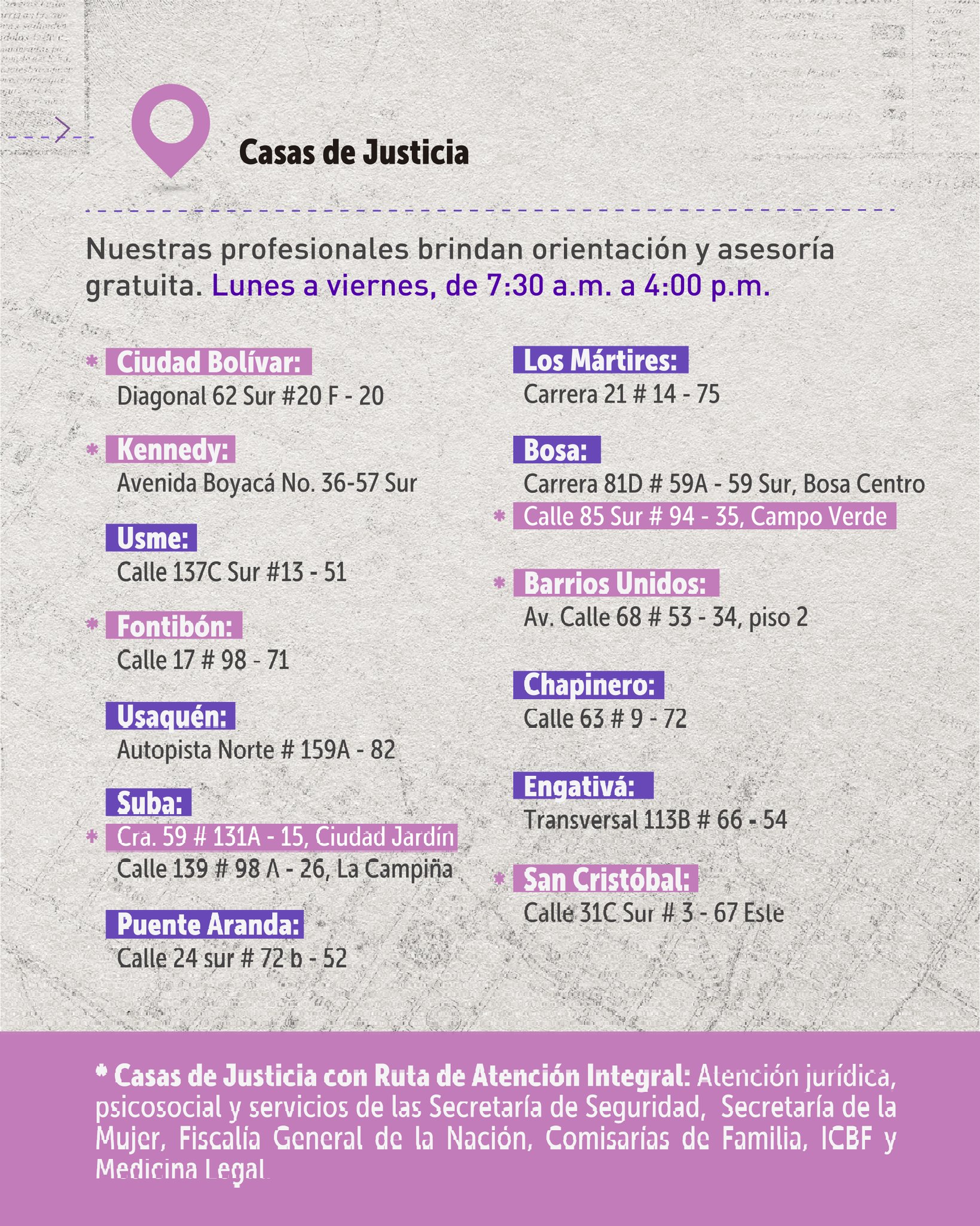 Información de casas de justicia