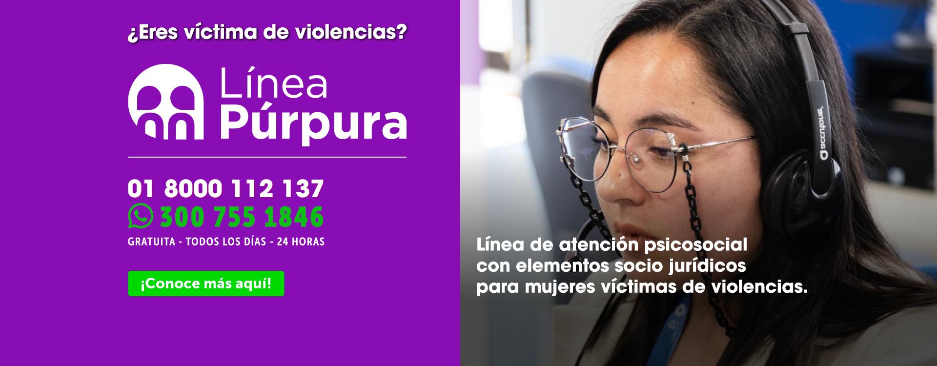 Línea Púrpura 018000 112 137 wathsapp púrpura 300 755 1846