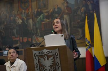 La secretaria de la Mujer, Laura Tami Leal, presentó los avances en la atención a mujeres mayores ante el Concejo de Bogotá.