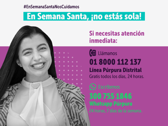 Imagen de mujer sonriente con contactos de atención de SDMujer