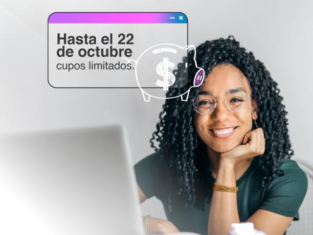 Mujer afro sonriente y fecha de vigencia de inscripción