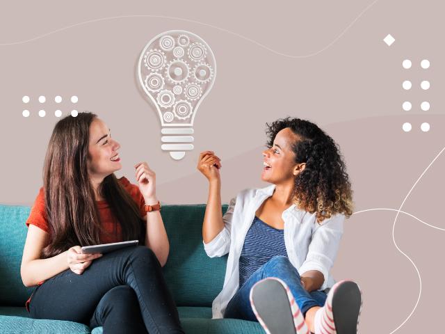 Imagen de mujeres charlando y teniendo ideas