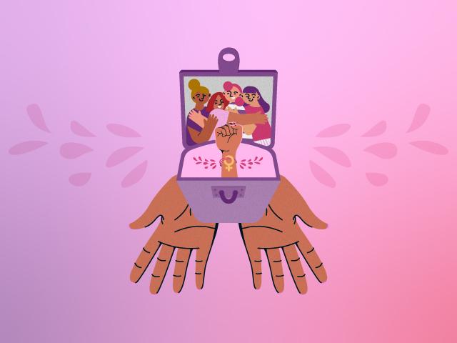 Ilustración de manos con mujeres
