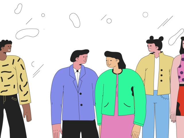 Ilustraciones de personas en grupo contentas